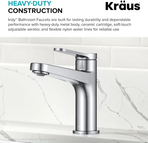 Miniatura 9 de KRAUS Indy Grifo de Lavabo de un Orificio de una Sola Manija en Cromo, KBF-1411CH
