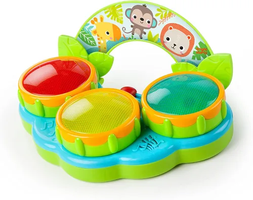 Bright Starts Safari Beats - Tambor musical de juguete con luces, a partir de 3 meses, multicolor