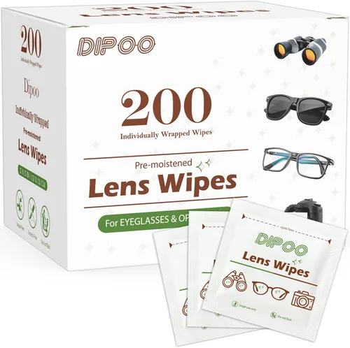 200 unidades de toallitas para lentes de gafas, toallitas limpiadoras de lentes prehumedecidas envueltas individualmente, sin arañazos y sin dejar