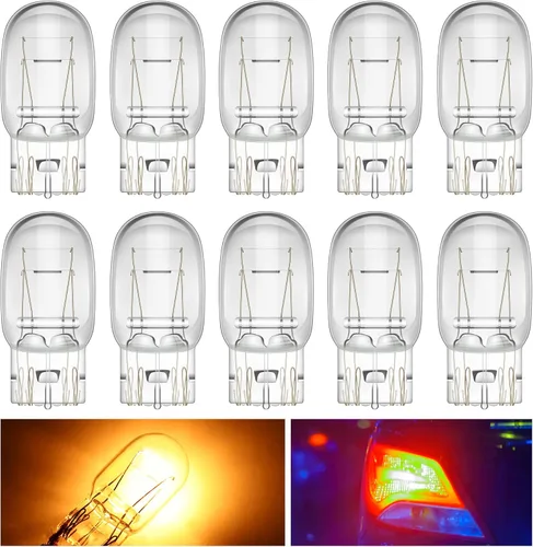 Meonum 10 piezas Bombilla 7443, T20 1891 7443LL Bombilla de luz de freno para circulación diurna (DRL), W21/5W Bombilla de repuesto para luz de