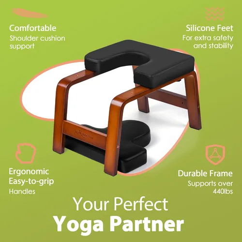 Miniatura 4 de BODY RHYTHM Banco de yoga para cabeza, silla de inversión para yoga, entrenador de cabeza para aliviar el estrés, mejorar el sueño y la digestión