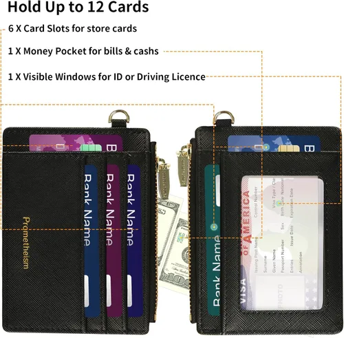Miniatura 2 de Small Wallet for Women RFID Card Holder ID Case Wallet with key chain Wristlet Keychain with Coin Purse (B-Black)