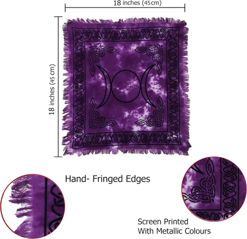 Miniatura 6 de Indian Consigners Tela de altar púrpura Triple Luna Cuadrado 18" en Alter Tarot Spread