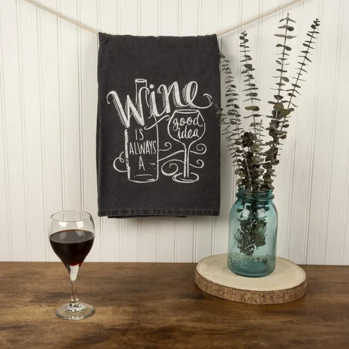 Miniatura 3 de Primitives by Kathy Chalk Art - Toalla para platos, color vino siempre El vino es siempre