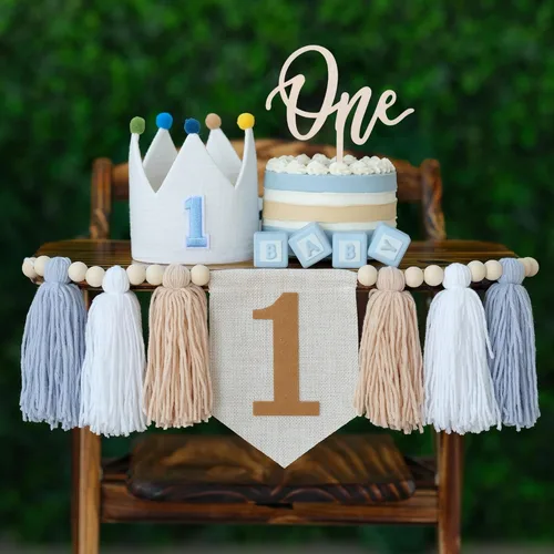 Miniatura 19 de Banner de Silla Alta con Margaritas Bohemias Primer Cumpleaños Niña Para Decoraciones de Primera Fiesta Conjunto Con Adorno de Pastel Hecho a Mano