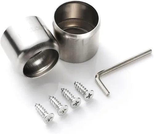 Miniatura 4 de Barra de armario colgante resistente con tapas de extremo ajustable para armario de 16 a 26 pulgadas, acero inoxidable, plata, cantidad-1 unidad