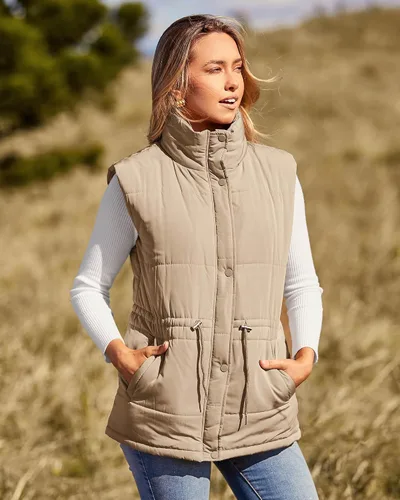Miniatura 3 de BTFBM Chaleco casual para mujer, con botones, con cremallera, acolchado, con cordón, sin mangas, con bolsillos