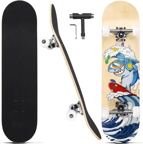 Miniatura 9 de Patinetas para principiantes, adultos, jóvenes, adolescentes, niños o niñas, de 31 x 8 pulgadas, patinetas completas de 7 capas de madera de arce
