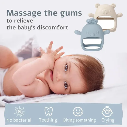 Miniatura 2 de Paquete de 2 juguetes mordedores para bebés, guantes de silicona sin BPA para necesidades de succión, juguetes de dentición para bebés de 0 a 3 a 6