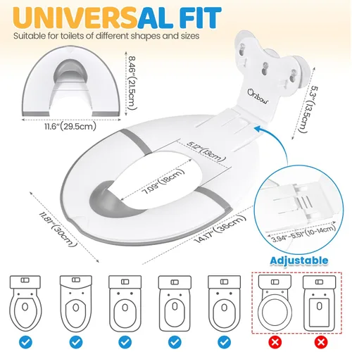 Miniatura 4 de Orzbow Asiento plegable de entrenamiento para ir al baño, asiento de inodoro para niños pequeños para viajes con ventosas para inodoros de adultos