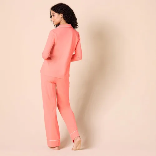 Miniatura 3 de Tienda Essentials - Pijama de modal de algodón para mujer, conjunto de camisa de manga larga y pantalones largos