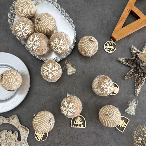 Miniatura 5 de XmasExp - Juego de adornos de bolas de Navidad para granja, adornos rústicos inastillables para árbol de Navidad, 12 unidades, 2.76 pulgadas