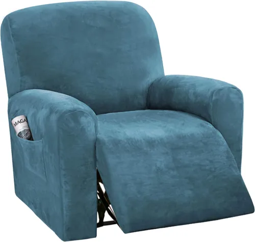 Miniatura 31 de H.VERSAILTEX Fundas elásticas de terciopelo para sillón reclinable, fundas para silla reclinable estilo de 4 piezas, funda para sillón reclinable
