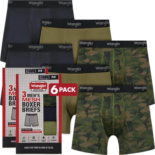 Miniatura 6 de Wrangler Calzoncillos tipo bóxer elásticos de malla de secado rápido para hombre, paquete de 6