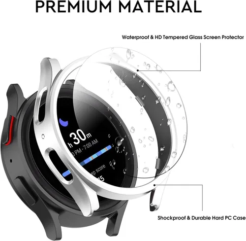 Miniatura 2 de Paquete de 12+4 Fundas para Samsung Galaxy Watch FE/5/4 de 40 mm con Protector de Pantalla de Vidrio Templado, Funda Protectora Resistente a
