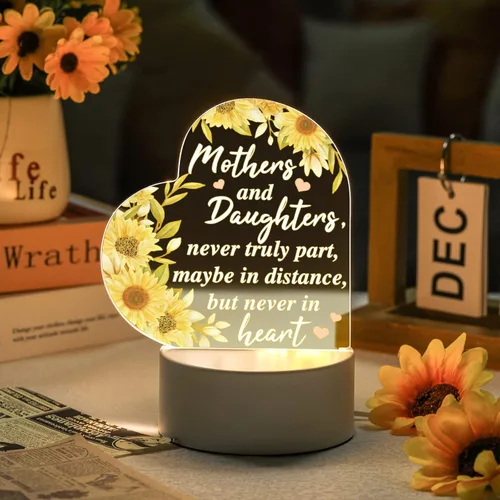 Miniatura 3 de Jetec Regalos de cumpleaños para el día de la madre de hija, hijo, Navidad, regalo de agradecimiento para mamá, girasol grabado, lámparas de corazón