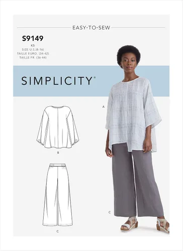 Miniatura 3 de Simplicity Patrón de costura R10602 / S9149 - Tops y pantalones de señorita, tamaño: K5 (8-10-12-14-16)