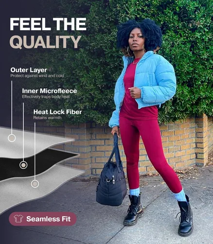 Miniatura 4 de Thermajane - Ropa interior larga térmica para mujer, conjunto de pijama con forro de vellón, ideal como capa base, para climas fríos