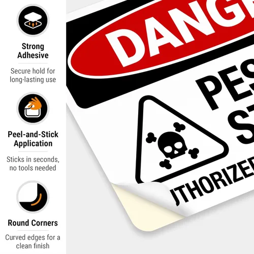 Miniatura 6 de Danger - Cartel autorizado de almacenamiento de pesticidas, 10 x 7 pulgadas, calcomanías de vinilo de 4 mil resistentes a la intemperie, fabricadas