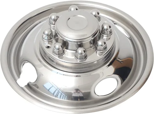 Miniatura 2 de Simulador completo de ruedas de acero inoxidable pulido de 16 pulgadas, 8 lengüetas, 4 agujeros de mano, para Chevy GMC 3500 1974-2000, Ford F350