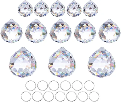 Miniatura 12 de Crystalsuncatcher - Lámpara colgante de bola de cristal transparente de 0.78 pulgadas (0.787 in) para árbol de Navidad, colgante de gota para árbol