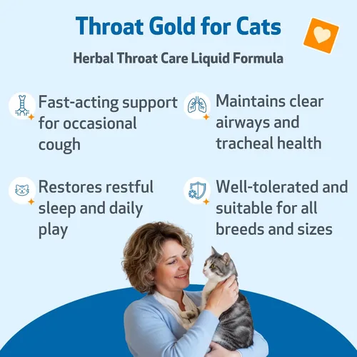 Miniatura 2 de Pet Wellbeing Garganta dorada para gatos – Apoyo respiratorio para gatos, tos ocasional y ronquera con gordolobo y olmo resbaladizo – Certificado