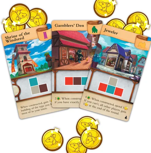 Miniatura 3 de AEG Tiny Towns: Fortune Expansion Agrega nuevos edificios, introduce dinero El uso inteligente de recursos limitados determina el éxito 1-6