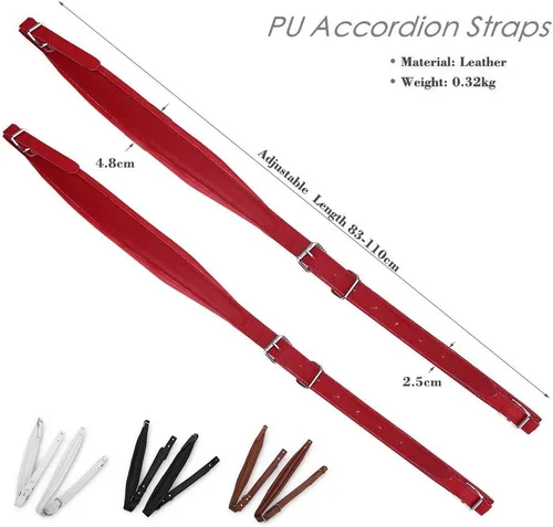 Miniatura 6 de Vbestlife Adult Accordion Straps, Adjustable Pu Leather Accordion Shoulder Straps Set Comfortable Accordion Belt (Black) Accordion Extra Large