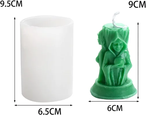 Miniatura 2 de Molde de silicona para velas 3D, 3 lados, diosas, niña, mujer embarazada, anciana, molde de silicona para pilar, aromaterapia, velas, cera, jabón