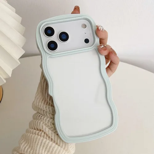 Miniatura 64 de QLTYPRI Funda compatible con iPhone 7/8/SE, bonita funda transparente con marco ondulado rizado para niñas y mujeres, funda protectora de TPU