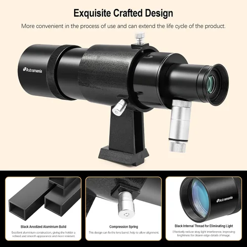 Miniatura 8 de Astromania Alcance iluminado para telescopio, Alcance de 9x50 directo sin corrección de imagen, lente FMC para telescopio con retícula de doble