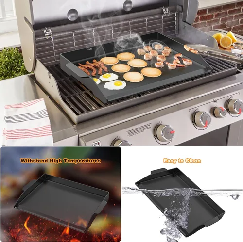 Miniatura 4 de Onlyfire - Plancha universal de hierro fundido, revestimiento antiadherente pre-sazonado, placa de parrilla con paredes laterales extra altas