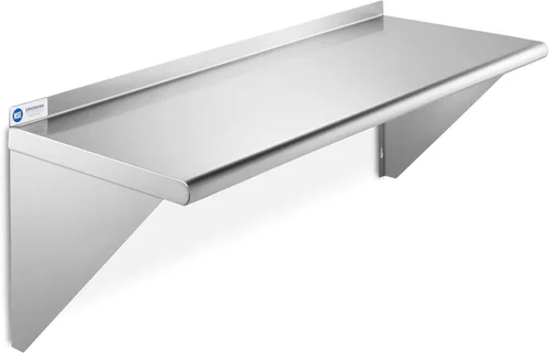 Miniatura 10 de GRIDMANN Estante de montaje en pared de acero inoxidable de 18 x 72 pulgadas con protector contra salpicaduras, grado comercial, estantería