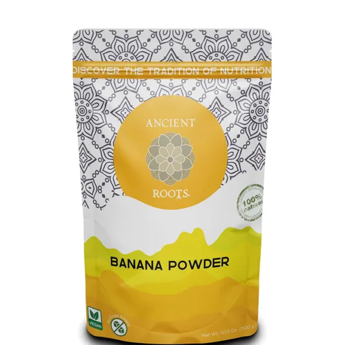 Ancient Roots Polvo de plátano – 100% puro y natural, sin OMG, sin gluten, sin azúcar añadido, 10.5 onzas (75 porciones)
