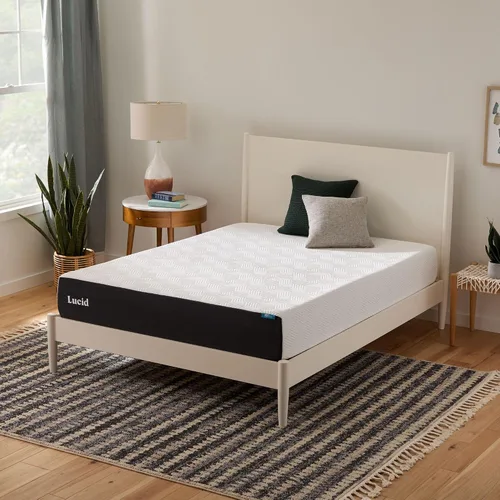 Miniatura 9 de Lucid - Colchón de espuma viscoelástica de 10 pulgadas - Sensación media - Infundido con refrescante carbón de bambú y gel refrescante - Cama en una
