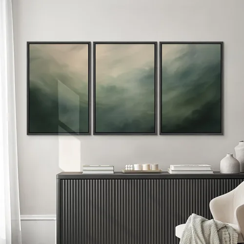 Miniatura 506 de SIGNWIN Lienzo enmarcado para pared, arte con pinceladas de flujo neutro en tonos beige abstractos, ilustraciones, arte moderno, decorativo