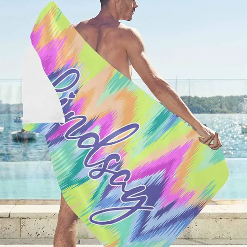 Miniatura 3 de MyPupSocks Toallas de playa personalizadas de teñido anudado para niños y adultos, toalla de piscina, regalos personalizados con nombre, toallas