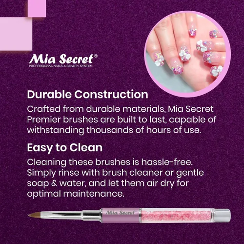 Miniatura 6 de Mia Secret PREMIER - Pinceles de uñas 100% Kolinsky, fabricados en Estados Unidos, Prenium, pinceles para arte de uñas (rosa, 4 o (3D))