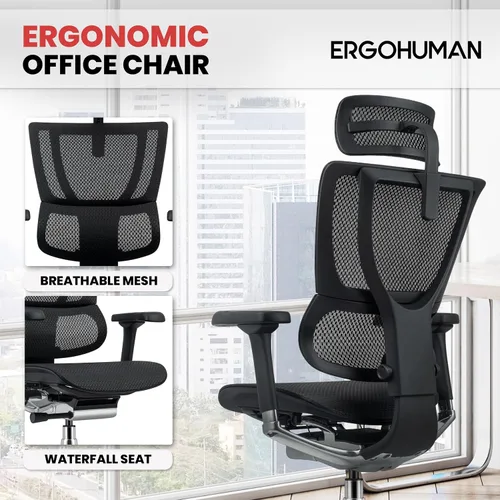 Miniatura 4 de Ergohuman Eurotech ME2ERG-XTREME - Silla de oficina de malla con respaldo alto con control de tensión de inclinación, bloqueo de inclinación, ángulo