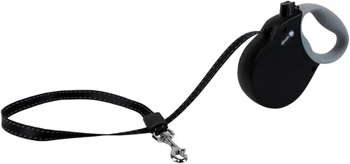 Alcott Adventure Correa de cinturón reflectante retráctil – 10 pies – Extra pequeña para perros de hasta 25 libras, negro con mango de agarre suave