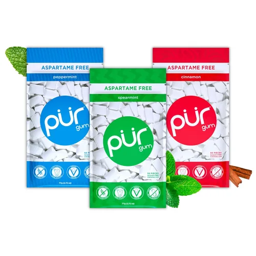 Miniatura 20 de PUR Gum Chicle sin Aspartamo 100% Xilitol Chicle con sabor natural a canela, 55 piezas (paquete de 1)