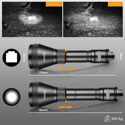 Miniatura 3 de H5 850nm IR Iluminador Linterna Luces para Visión Nocturna Iluminador Infrarrojo Linterna con Control Dual Interruptor de Presión Remoto, Cargador
