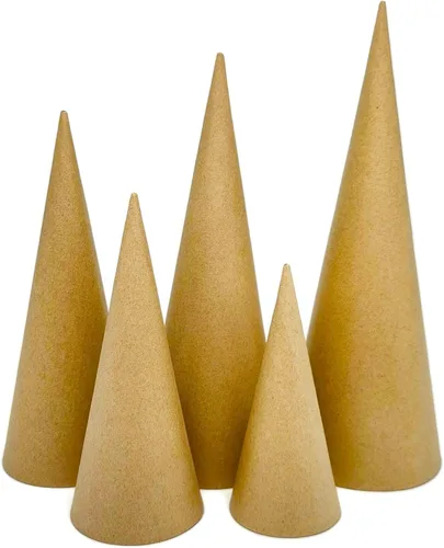 Miniatura 2 de Paquete variado de conos de papel maché de fondo abierto, paquete variado de 5 – 13.75 x 5, 12.2 x 4.5, 10.63 x 4, 8.8 x 3.5, 7 x 3 pulgadas