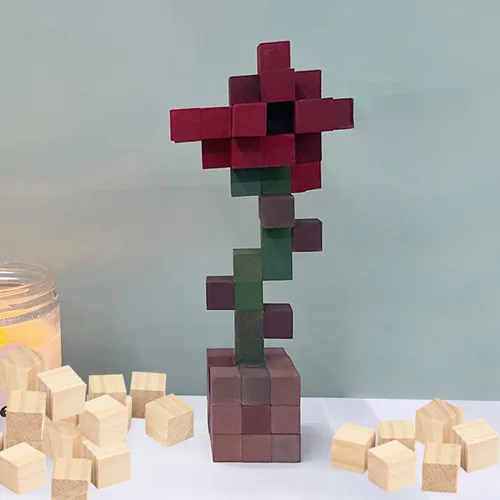 Miniatura 5 de 500 paquetes de bloques de madera para manualidades, cubos de madera de pino de 0.8 pulgadas, cubos de madera de 2 x 2 x 2 cm para pintar, sellar