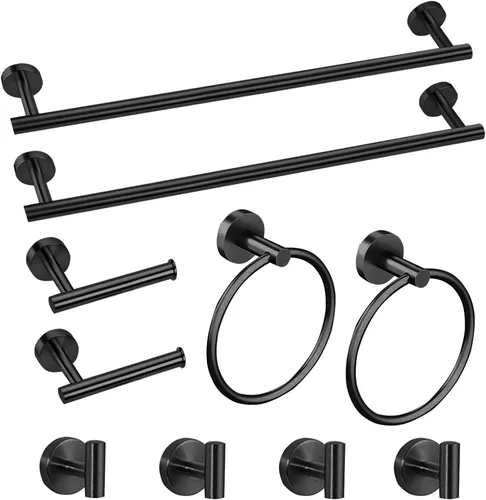 Miniatura 11 de Cilee Juego de accesorios de baño de 10 piezas, color negro mate, paquete de 2 accesorios de baño de 5 piezas, incluye soporte para papel higiénico