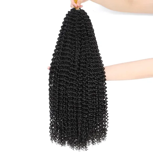 Miniatura 52 de Dansama - 7 paquetes de extensiones de cabello trenzado ondulado Passion Twist, extensiones de cabello de trenzas con ganchillo estilo mariposa, #1B