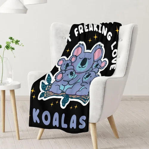 Miniatura 2 de Manta Koala para los amantes del koala, tamaño de cuna de 40 x 50 pulgadas, manta suave y acogedora para regalo, manta negra de dibujos animados