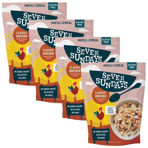 Miniatura 10 de Seven Sundays Muesli Orgánico de Cereales, Almendra Fecha Grosella del Mercado de Granjeros, Bolsa de 32 Oz (Paquete de 4), Sin Gluten, 0g de Azúcar