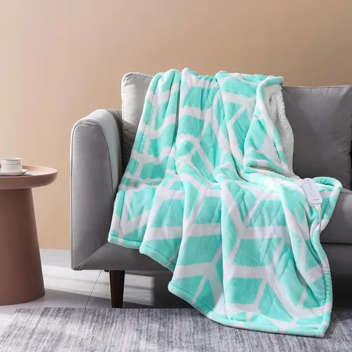 VENTIMI Manta eléctrica con calefacción, manta térmica de 50 x 60 pulgadas con 5 niveles de calor y apagado automático de 3 horas, mantas de Verde