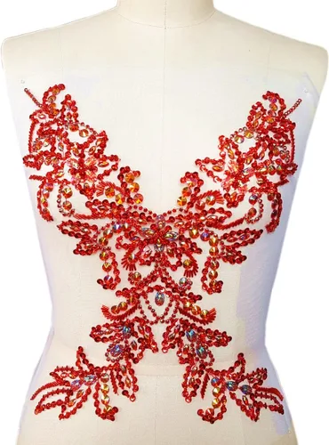 Miniatura 6 de Parche de cristal único hecho a mano cosido en piedras de lentejuelas de 15.3 x 11.4 pulgadas, accesorio para vestido, cristal de costura para Blanco
